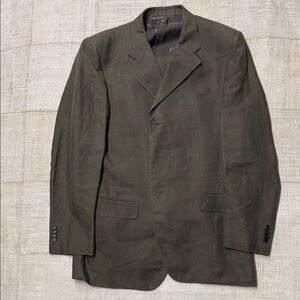 Olive Green Pure Linen Suit